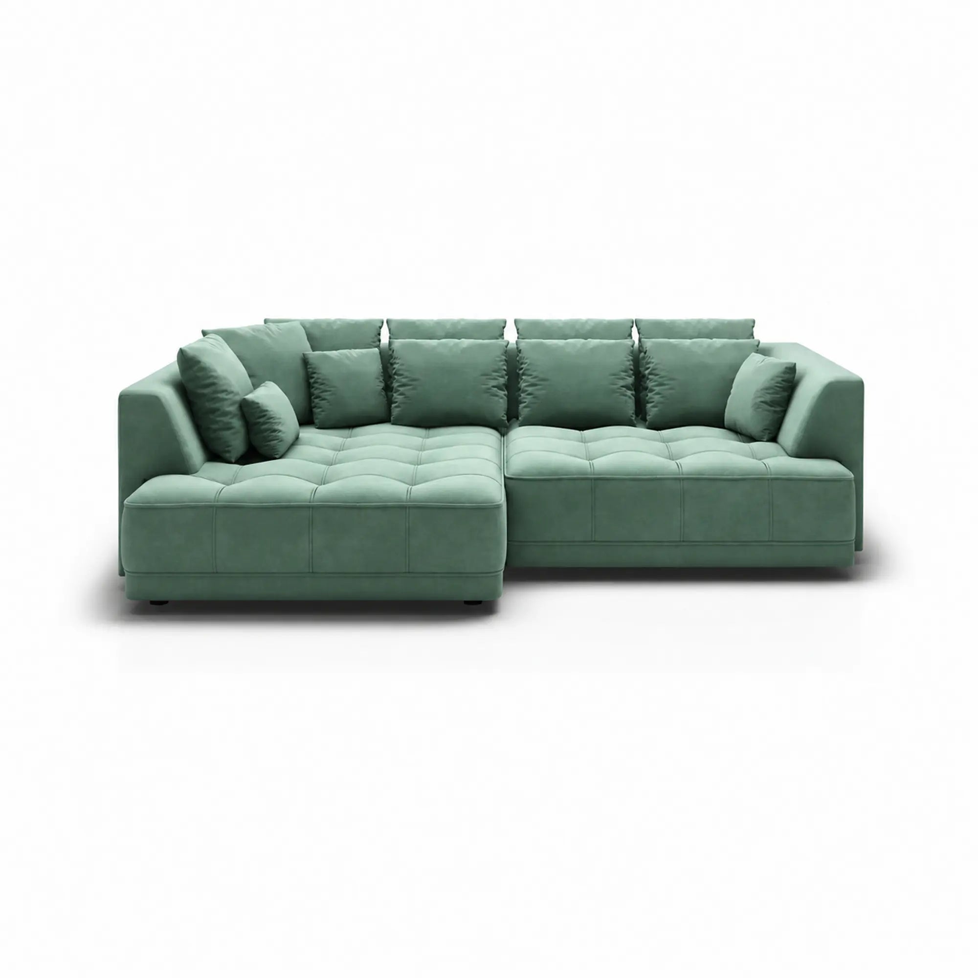 Coltar TIGA, sezlong stanga, stofa catifelata verde - Riviera 34, cu reglaj electric, 286x207x77 cm