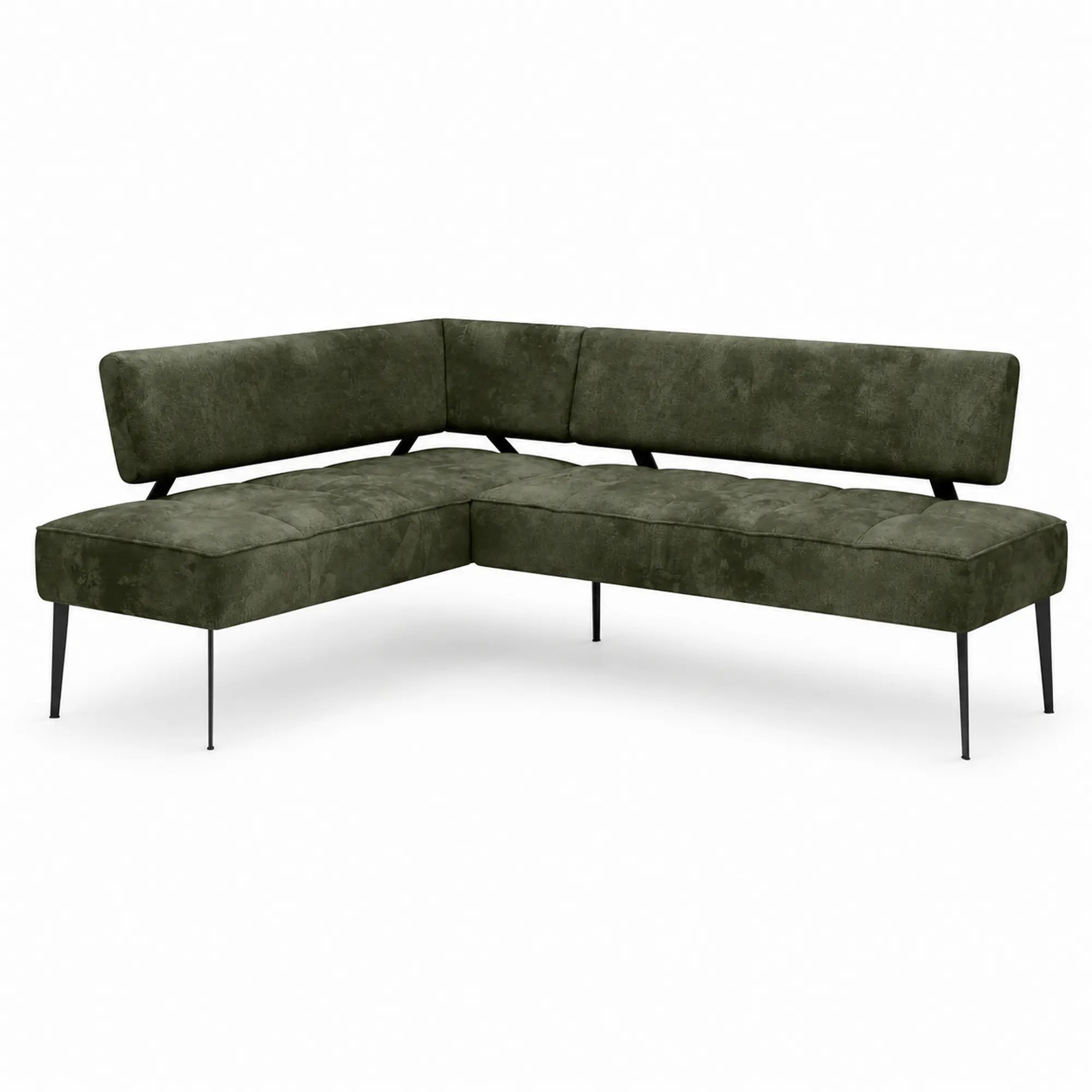 Coltar bucatarie BANCO, sezlong stanga, stofa catifelata verde inchis - Whisper 11, 213x164x89 cm