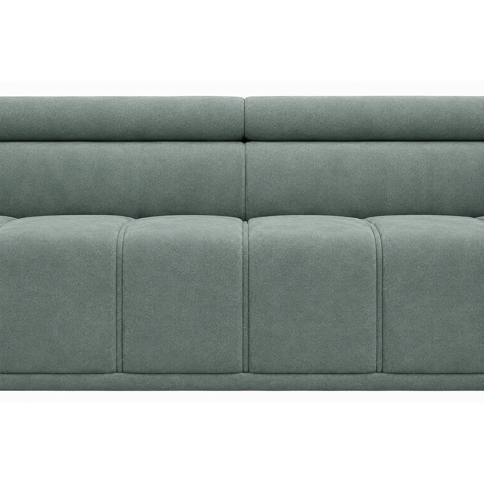 Coltar cu sezlong PALLADIO L, sezlong stanga, stofa catifelata verde - Salvador 12, cu reglaj electric si tetiere reglabile, 320x220x99 cm