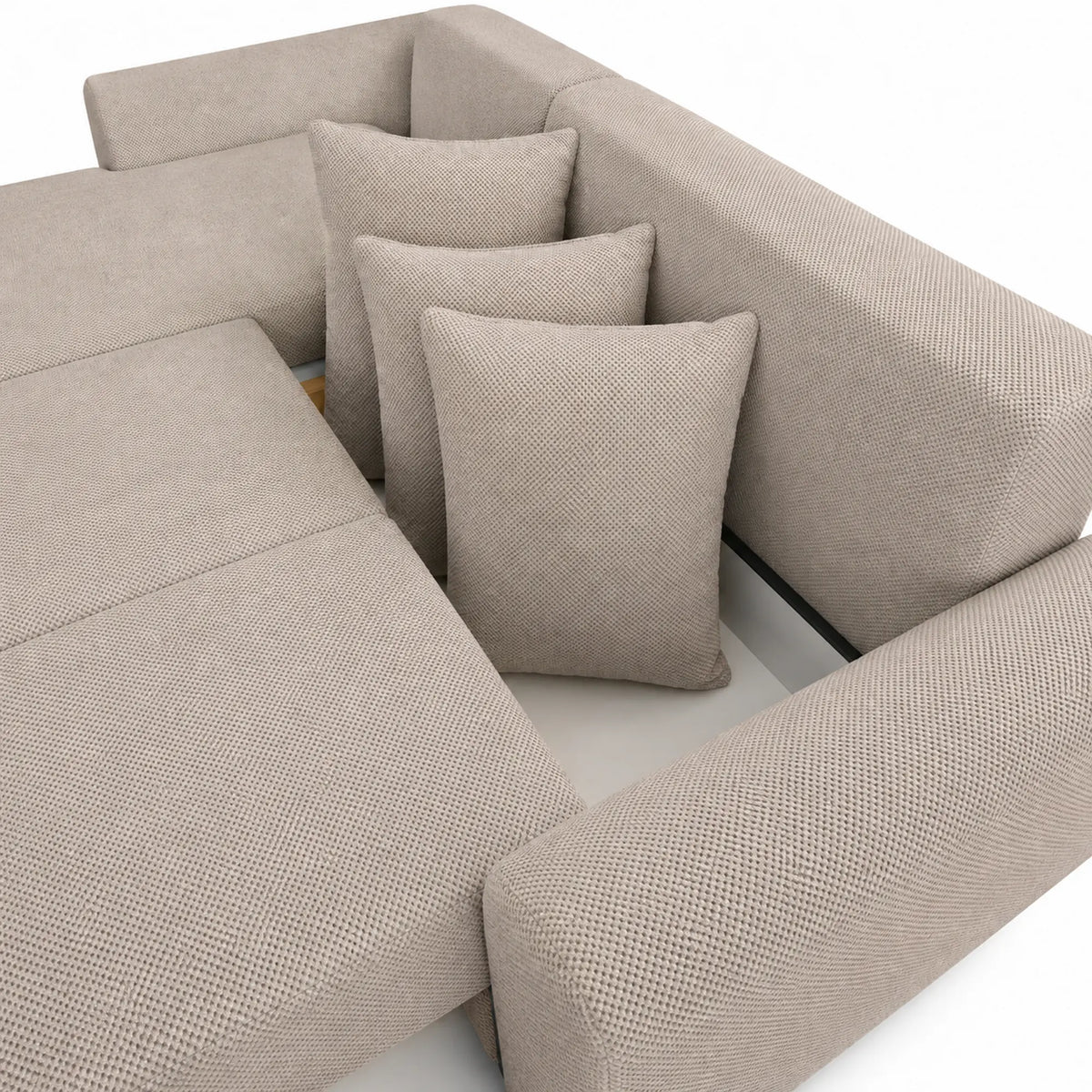 Coltar de living ASTOR, sezlong stanga, stofa bej - New York G008, 254x150x83 cm