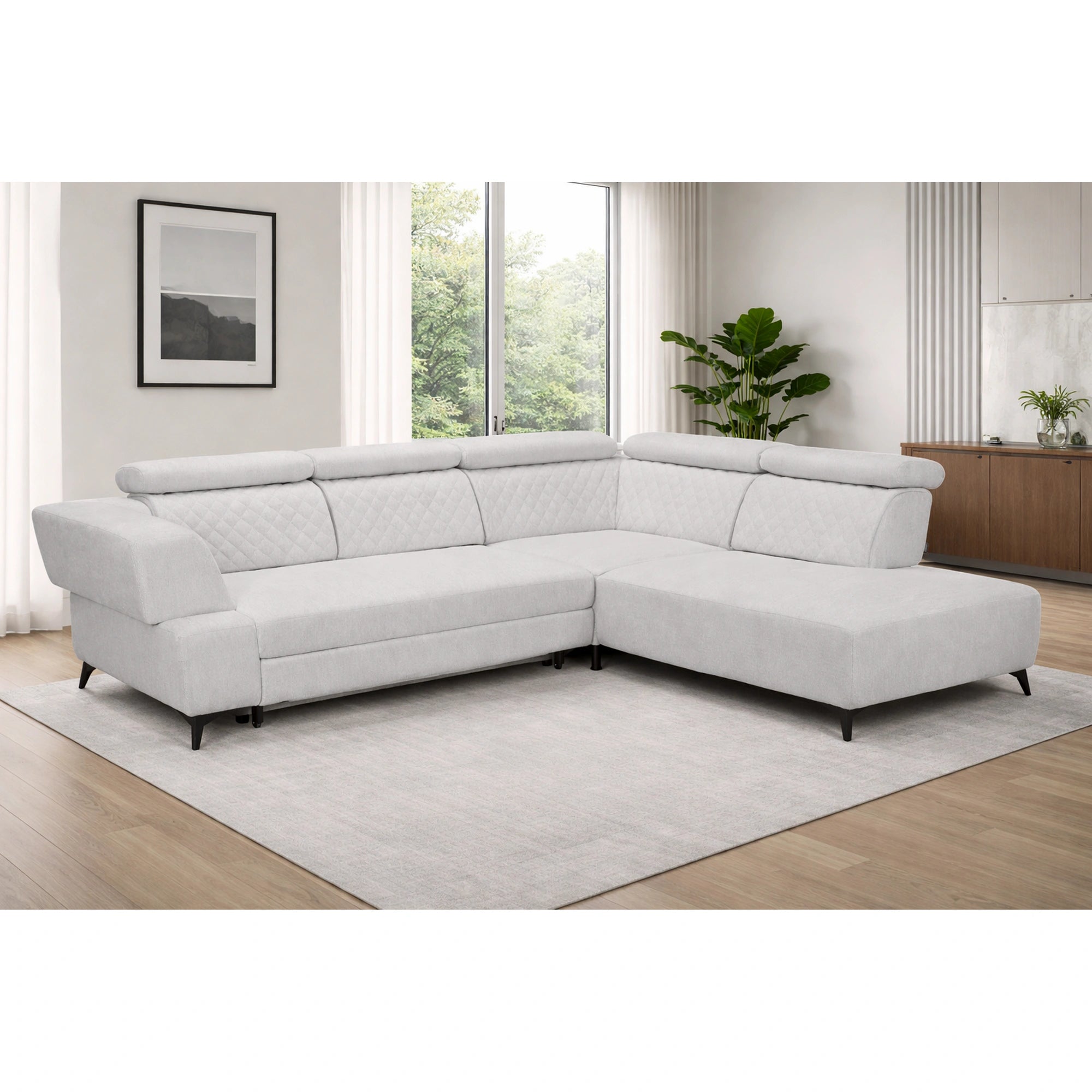 Coltar de living DELTA, sezlong dreapta, stofa gri - New York G003, 311x257x103 cm