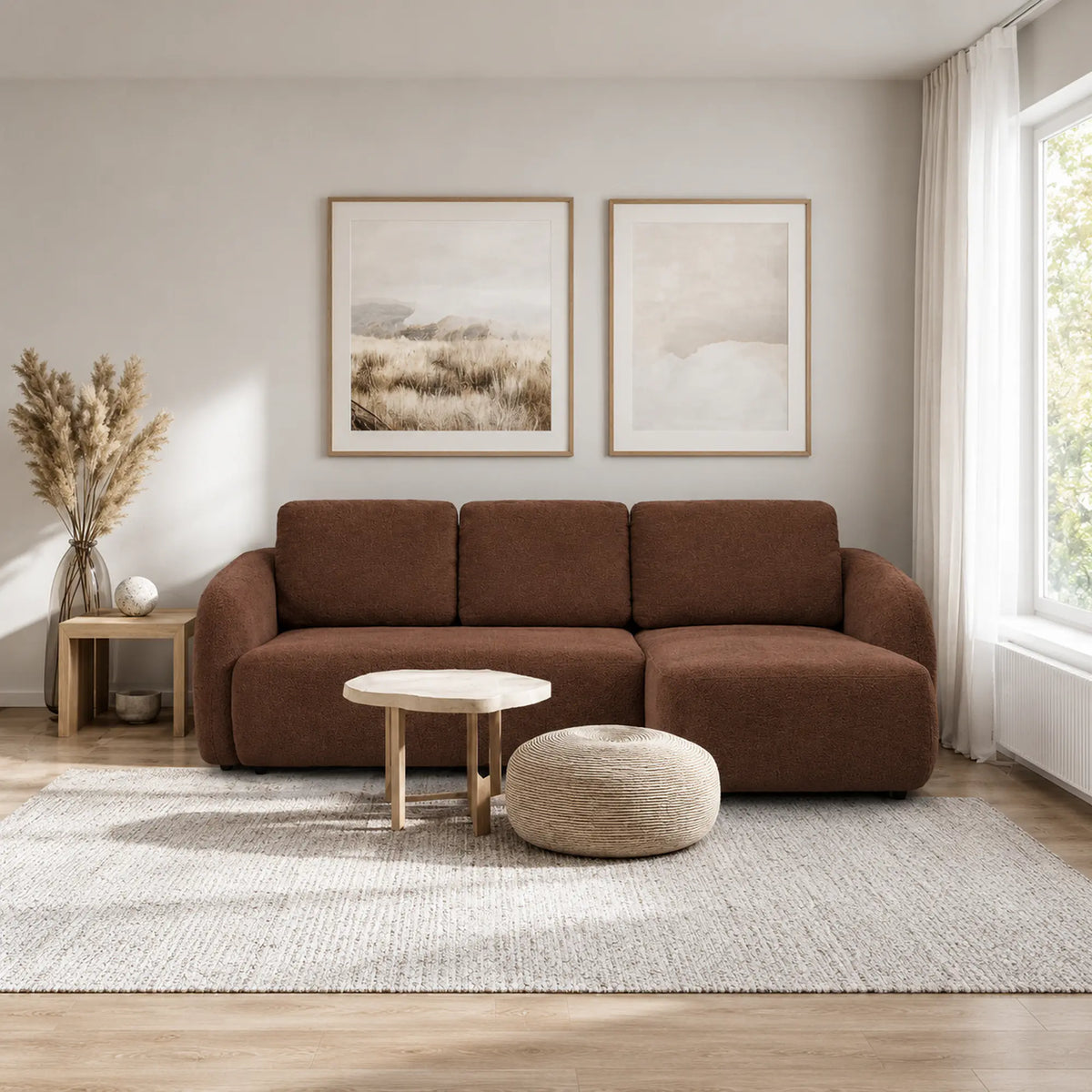 Coltar de living extensibil PORTO, sezlong dreapta, stofa catifelata maro inchis - Monolith 29, cu lada depozitare, 270x154x94 cm