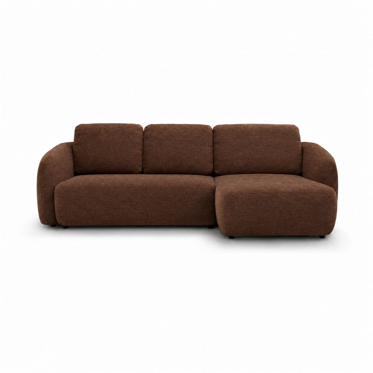Coltar de living extensibil PORTO, sezlong dreapta, stofa catifelata maro inchis - Monolith 29, cu lada depozitare, 270x154x94 cm