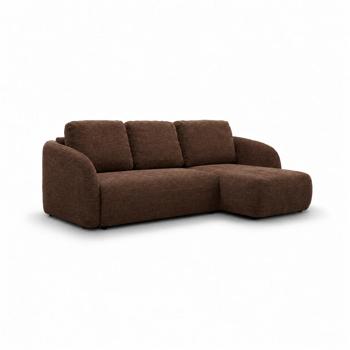 Coltar de living extensibil PORTO, sezlong dreapta, stofa catifelata maro inchis - Monolith 29, cu lada depozitare, 270x154x94 cm