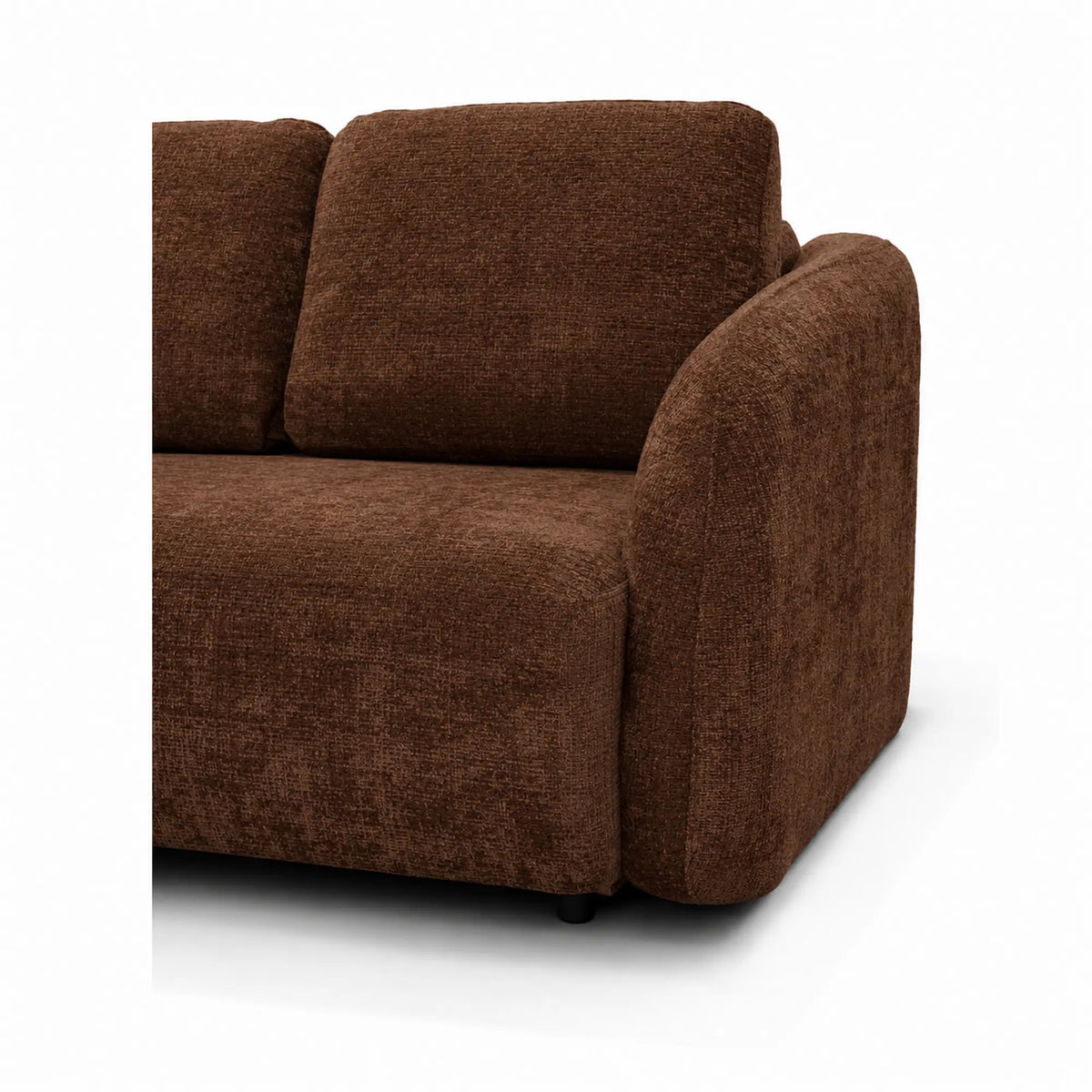 Coltar de living extensibil PORTO, sezlong dreapta, stofa catifelata maro inchis - Monolith 29, cu lada depozitare, 270x154x94 cm