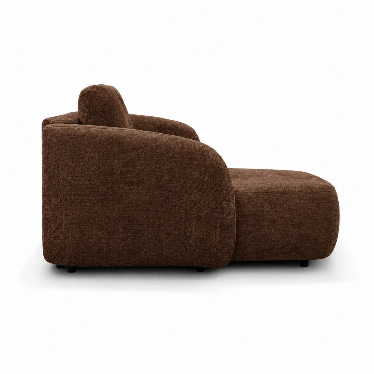 Coltar de living extensibil PORTO, sezlong dreapta, stofa catifelata maro inchis - Monolith 29, cu lada depozitare, 270x154x94 cm