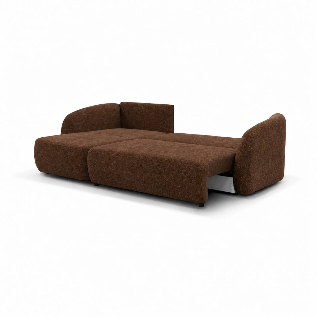 Coltar de living extensibil PORTO, sezlong dreapta, stofa catifelata maro inchis - Monolith 29, cu lada depozitare, 270x154x94 cm