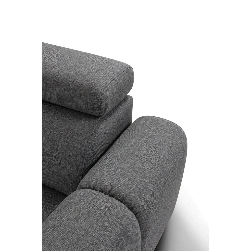 Coltar extensibil 5 locuri LIRRA, sezlong dreapta, stofa gri - Cremona 95, cu lada depozitare, 300x185x84 cm