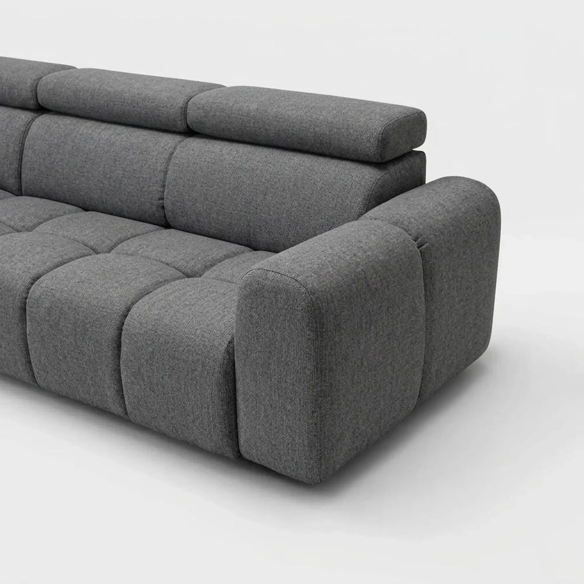 Coltar extensibil 5 locuri LIRRA, sezlong stanga, stofa gri - Cremona 95, cu lada depozitare, 300x185x84 cm