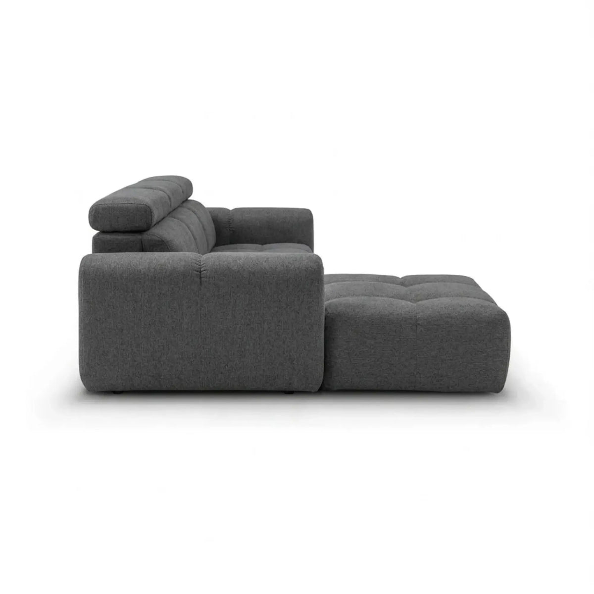 Coltar extensibil 5 locuri LIRRA, sezlong stanga, stofa gri - Cremona 95, cu lada depozitare, 300x185x84 cm