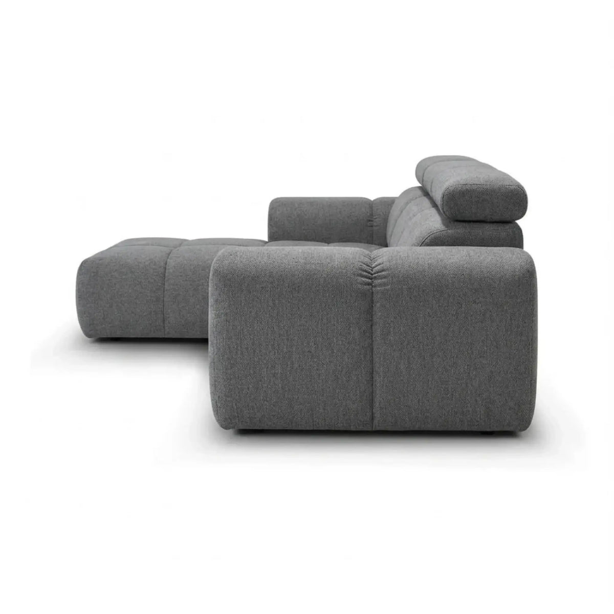 Coltar extensibil 5 locuri LIRRA, sezlong stanga, stofa gri - Cremona 95, cu lada depozitare, 300x185x84 cm