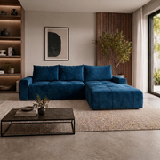 Coltar extensibil Atlantic, personalizabil materiale Gama Platinium, cu lada depozitare, 305x214x94 cm