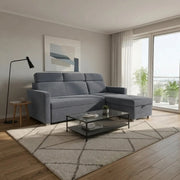 Coltar extensibil BRICO, universal, stofa catifelata gri - Element 23, cu lada depozitare, 204x168x99 cm