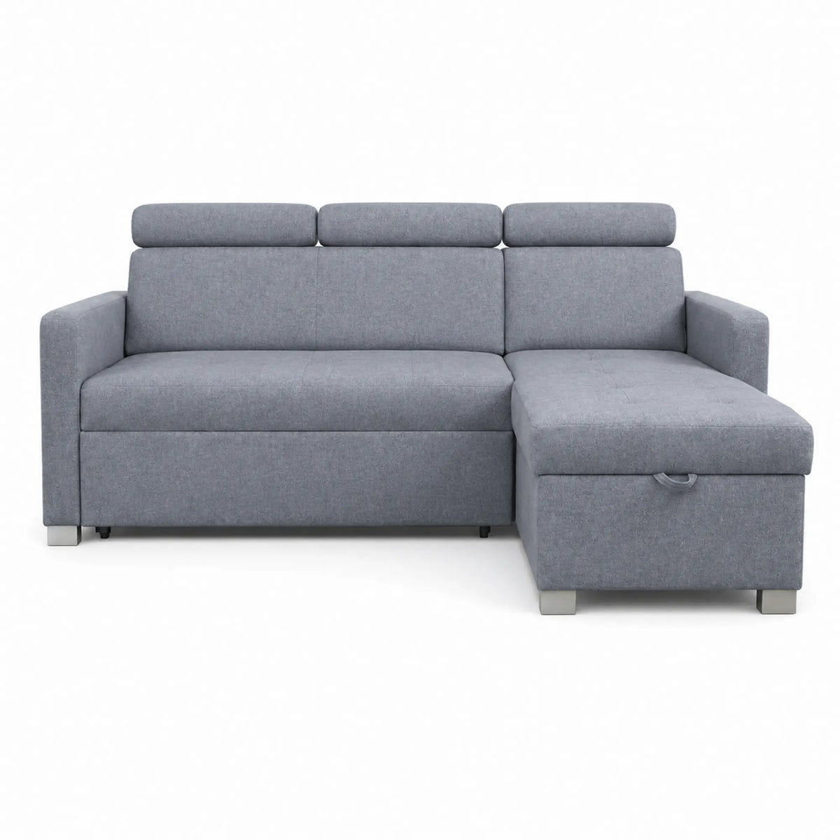 Coltar extensibil BRICO, universal, stofa catifelata gri - Element 23, cu lada depozitare, 204x168x99 cm