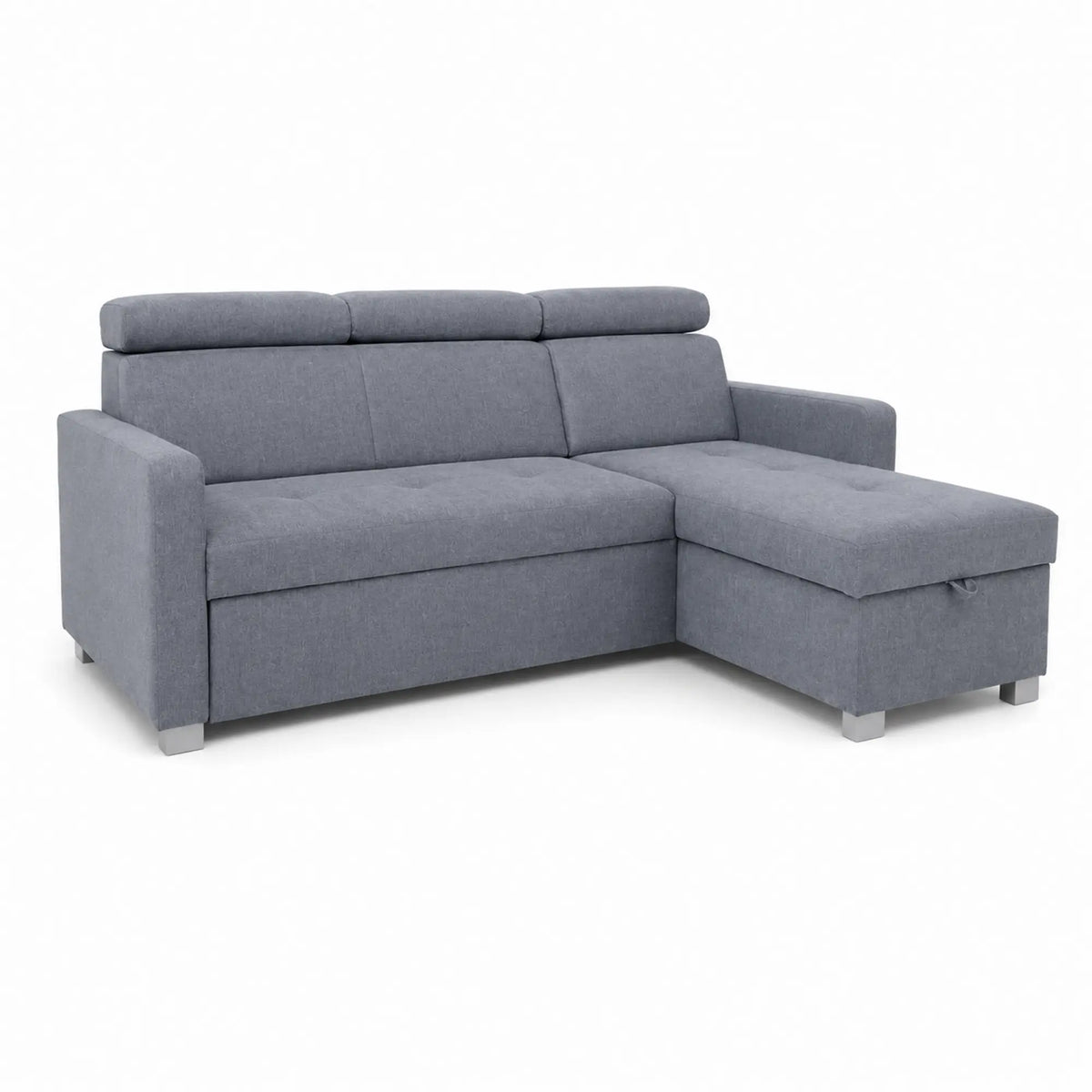 Coltar extensibil BRICO, universal, stofa catifelata gri - Element 23, cu lada depozitare, 204x168x99 cm