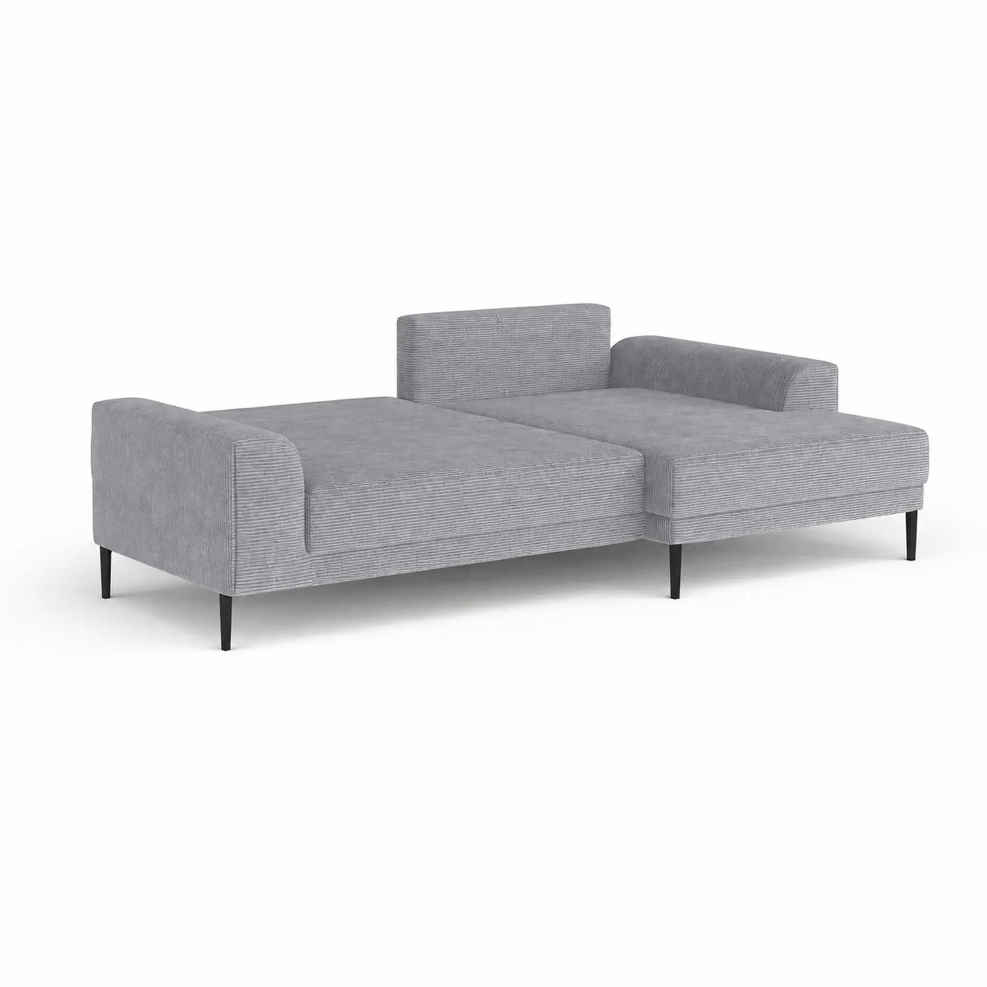 Coltar extensibil CAPITOL, sezlong dreapta, stofa catifelata gri - Whisper 17, cu lada depozitare, 276x175x89 cm
