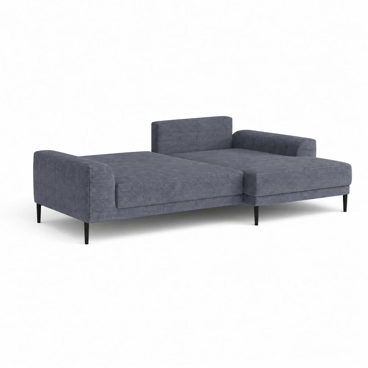 Coltar extensibil CAPITOL, sezlong dreapta, stofa catifelata gri inchis - Whisper 15, cu lada depozitare, 276x175x89 cm