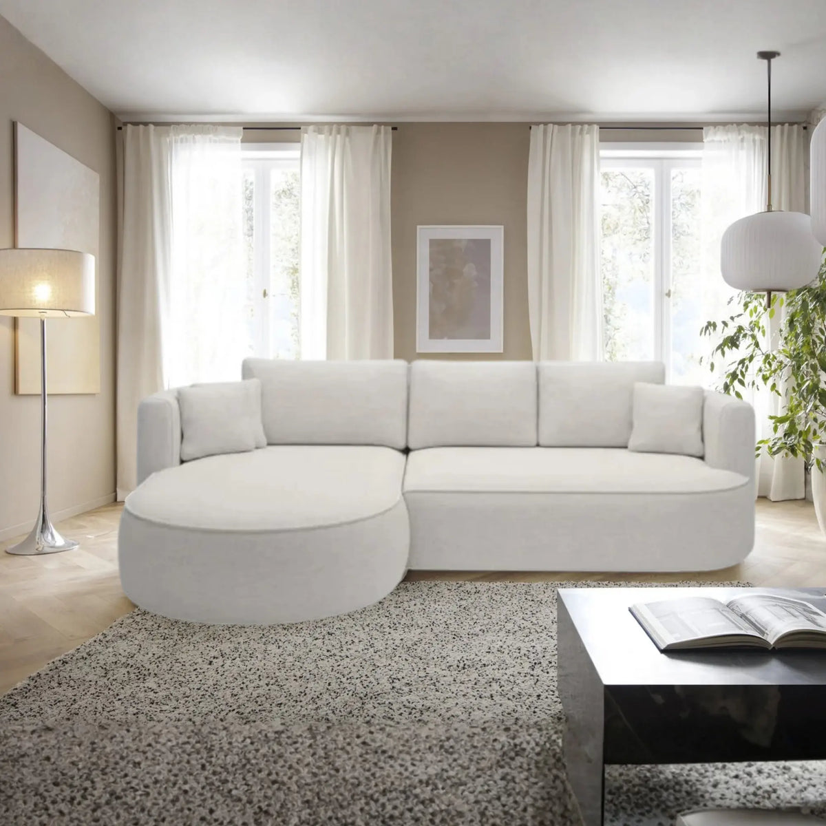 Coltar extensibil FIORE, personalizabil, cu lada depozitare, 284x183x82 cm