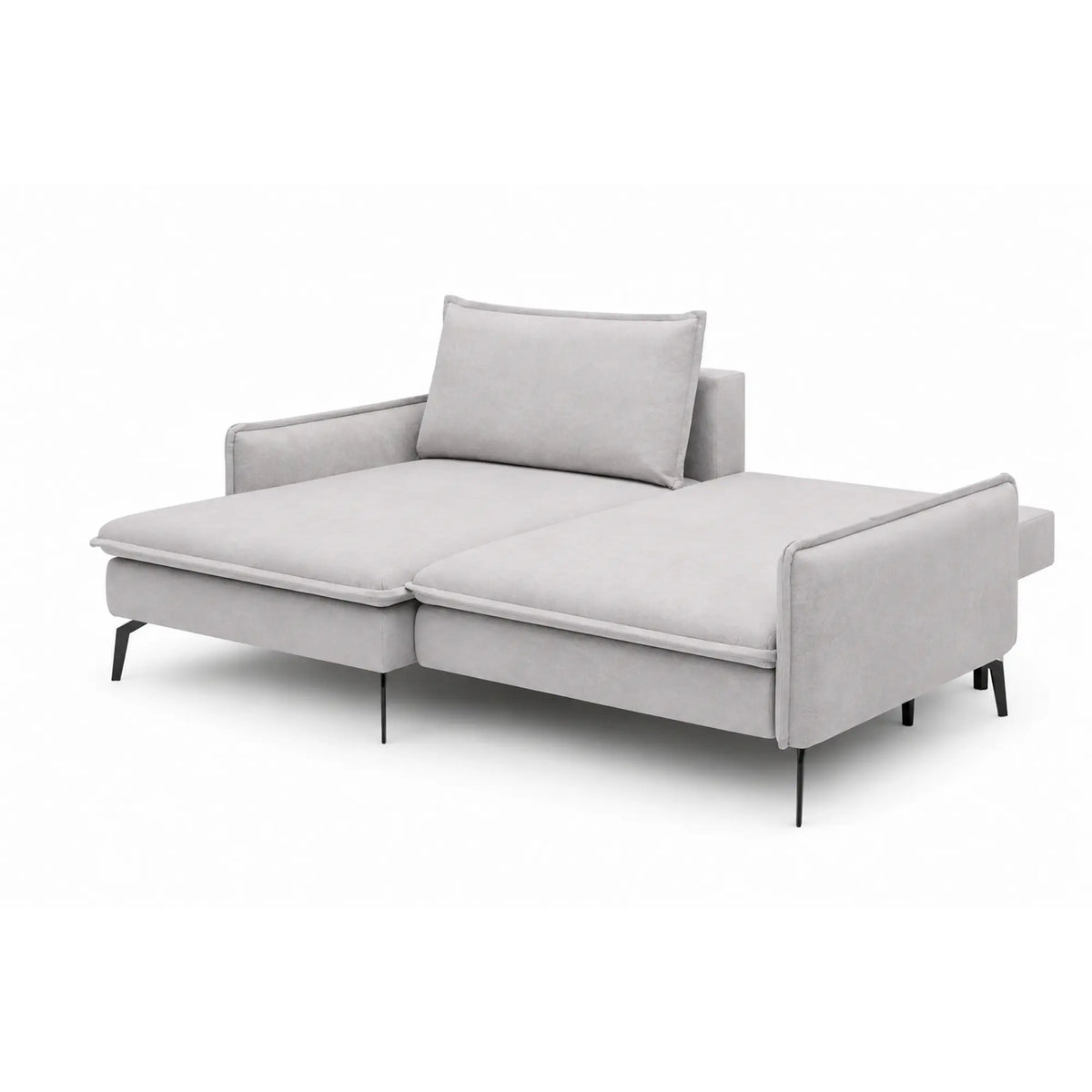 Coltar extensibil GLOSSY, sezlong stanga, stofa catifelata crem - Whisper 01, cu lada depozitare, 226x162x88 cm