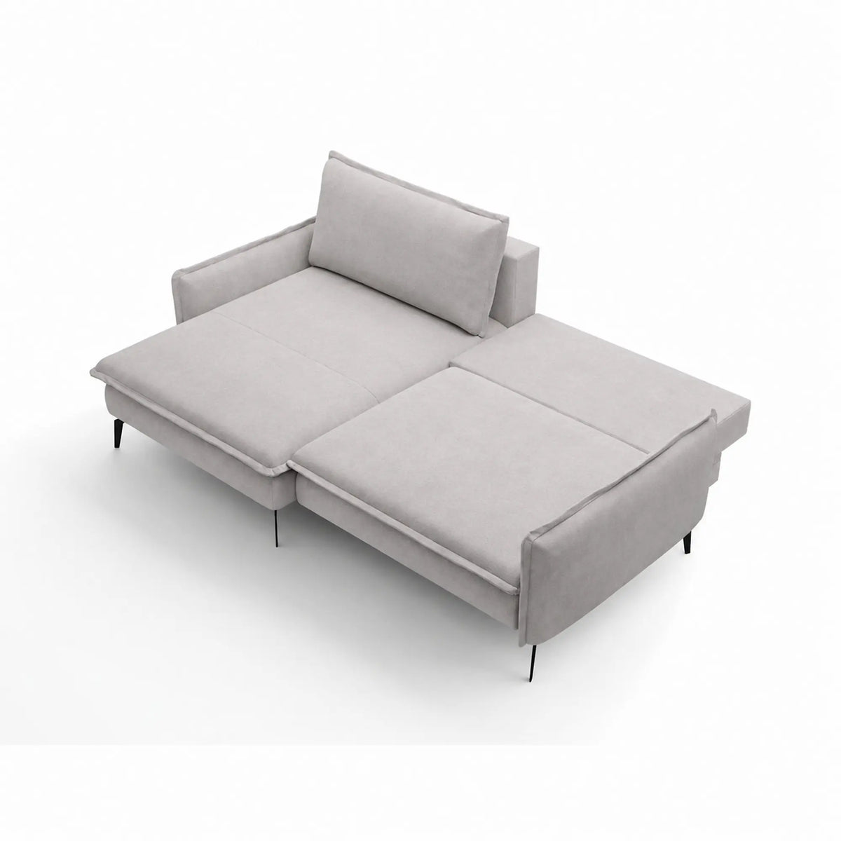 Coltar extensibil GLOSSY, sezlong stanga, stofa catifelata crem - Whisper 01, cu lada depozitare, 226x162x88 cm