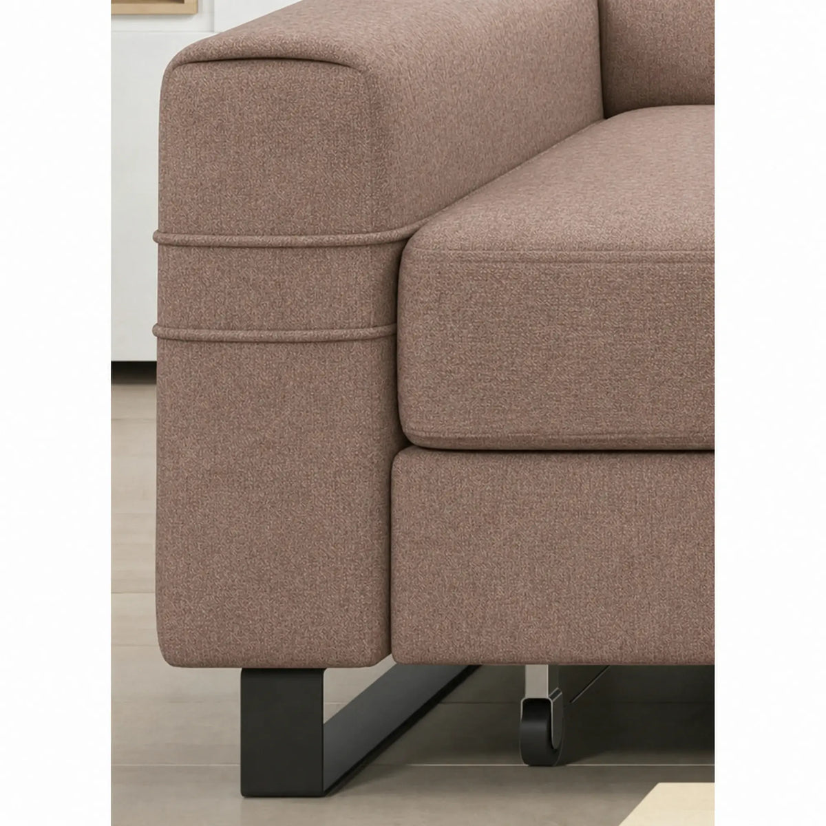 Coltar extensibil LIVIO, sezlong dreapta, stofa catifelata cappuccino - Palladium 04, cu lada depozitare si tetiere reglabile, 249x184x90 cm