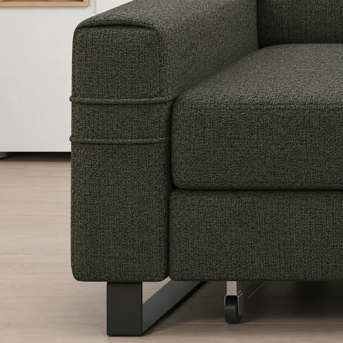 Coltar extensibil LIVIO, sezlong dreapta, stofa catifelata verde inchis - Vogue 11, cu lada depozitare si tetiere reglabile, 249x184x90 cm