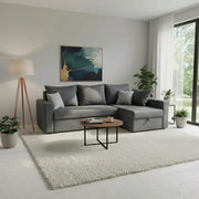 Coltar extensibil PREZEMEK IV, universal, stofa clasica gri - Enjoy New 23, cu lada depozitare, 240x138x89 cm