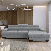 Coltar extensibil SELVA MINI, personalizabil, cu lada depozitare si tetiere reglabile, 270x173x95 cm