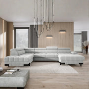 Coltar extensibil SELVA XL, personalizabil, cu lada depozitare si tetiere reglabile, 339x223x95 cm