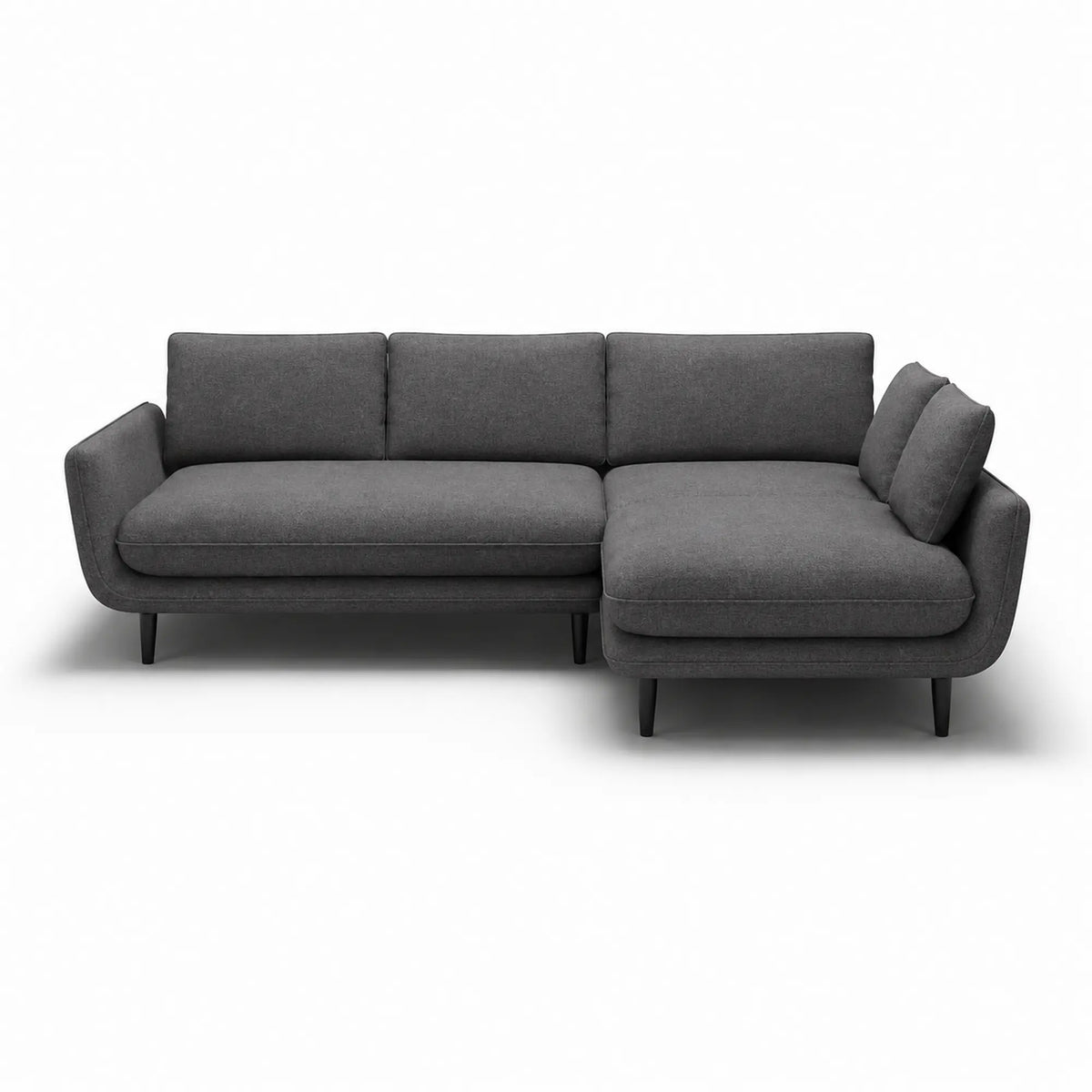Coltar extensibil SOLANO, sezlong dreapta, stofa catifelata gri inchis - Salvador 15, cu lada depozitare, 260x167x83 cm