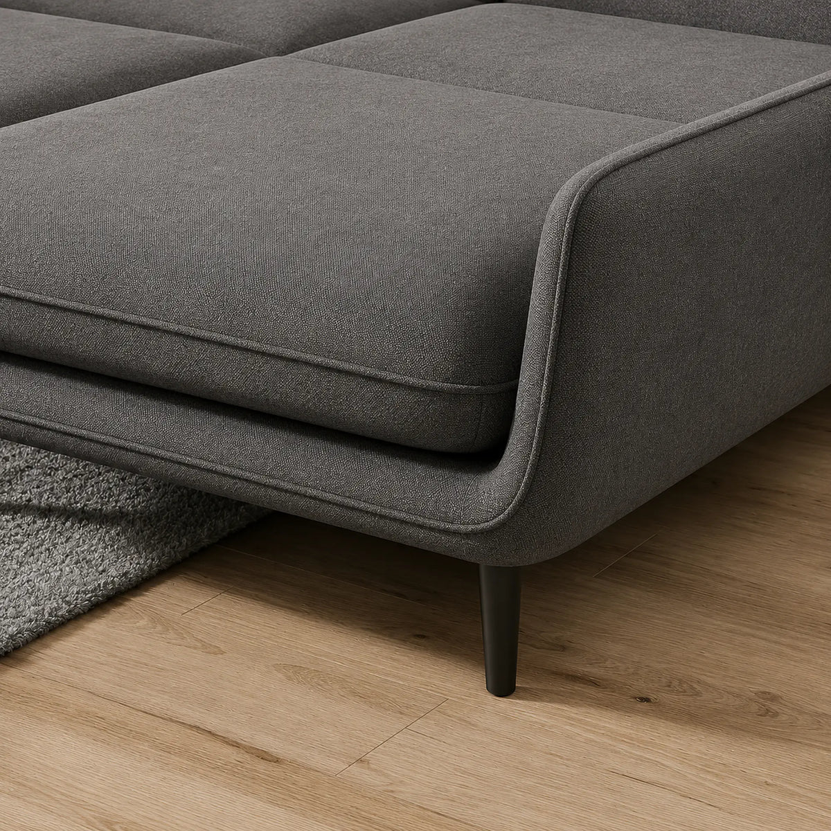 Coltar extensibil SOLANO, sezlong dreapta, stofa catifelata gri inchis - Salvador 15, cu lada depozitare, 260x167x83 cm