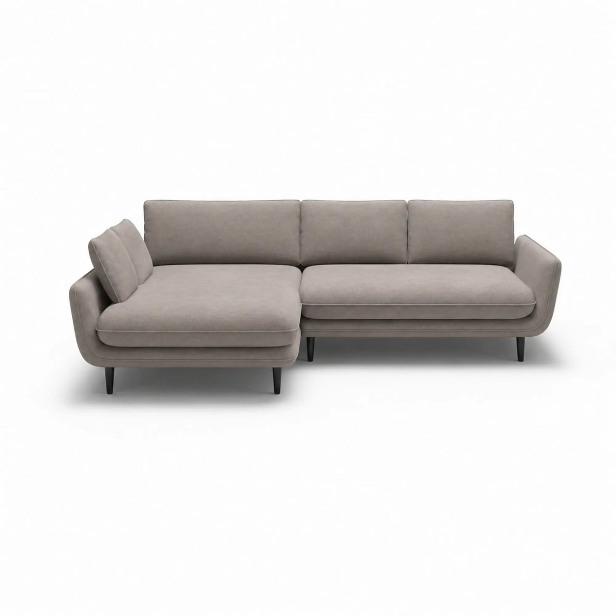 Coltar extensibil SOLANO, sezlong stanga, stofa catifelata bej - Whisper 3, cu lada depozitare, 260x167x83 cm