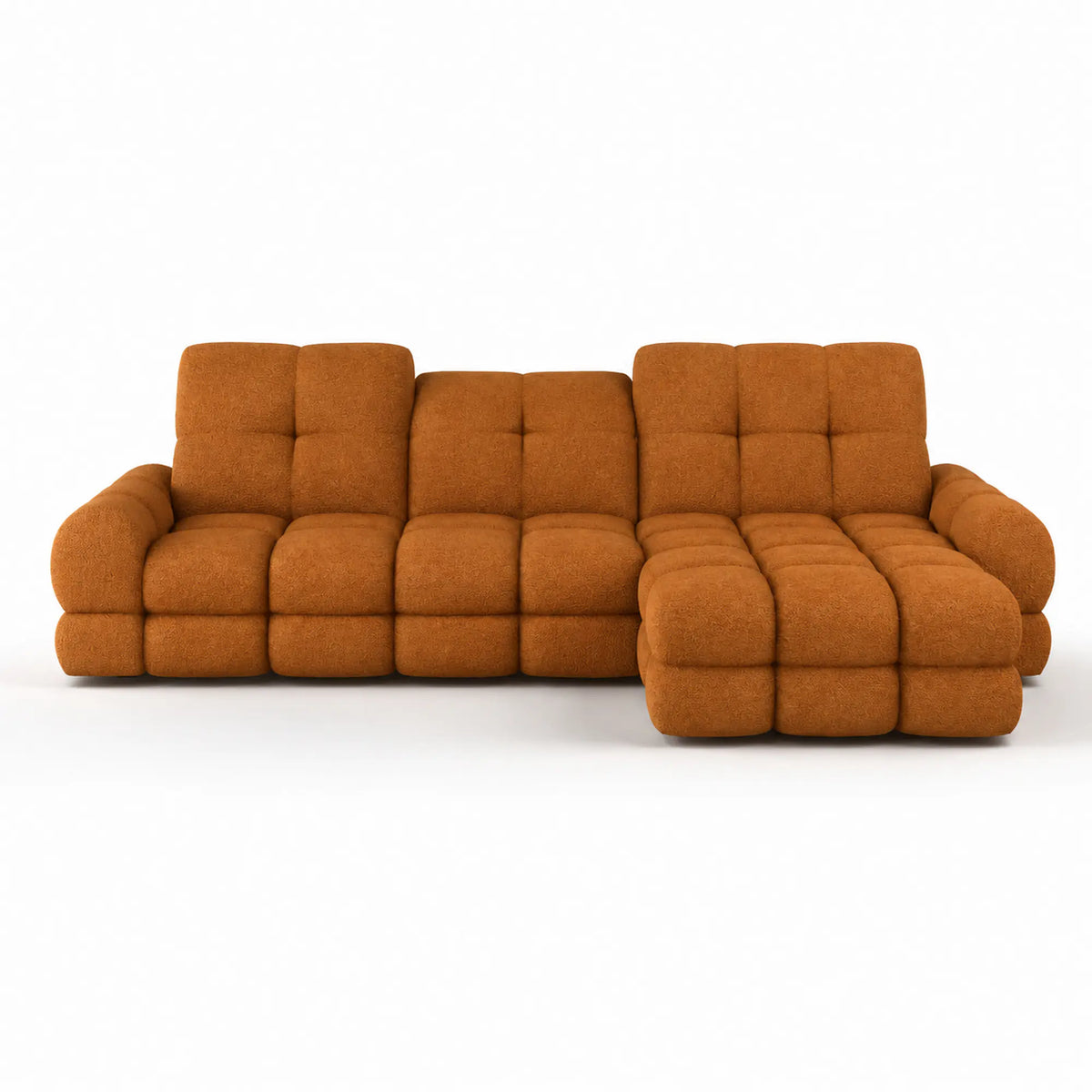 Coltar extensibil confortabil TOLLO MINI, sezlong dreapta, stofa catifelata scortisoara - Salvador 08, cu lada depozitare si reglaj electric, 283x171x105 cm