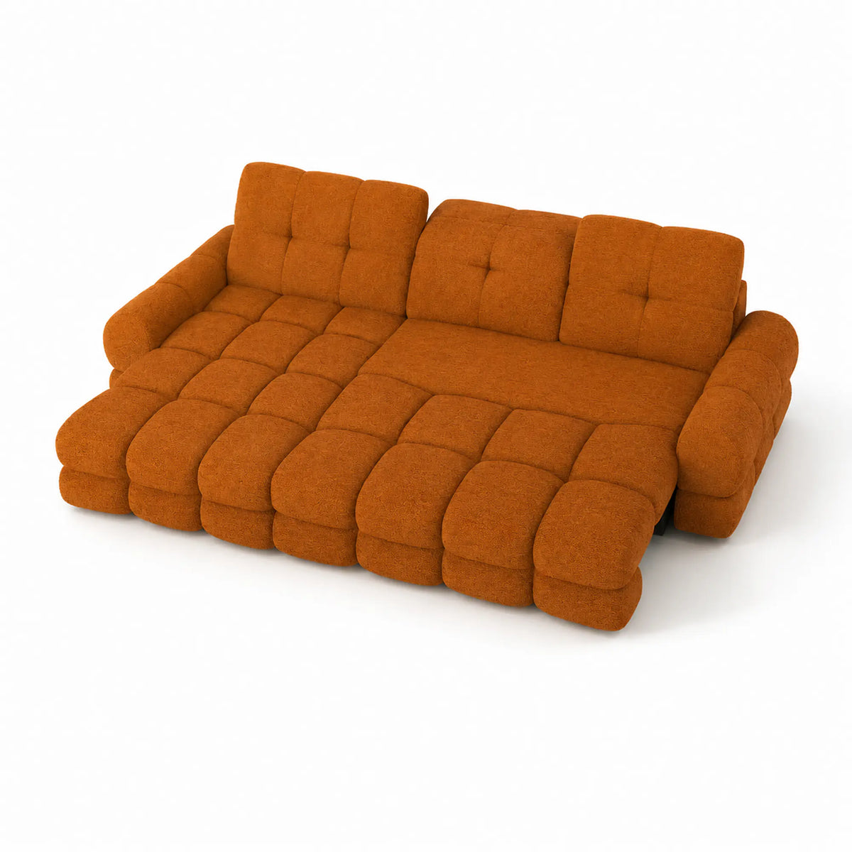 Coltar extensibil confortabil TOLLO MINI, sezlong dreapta, stofa catifelata scortisoara - Salvador 08, cu lada depozitare si reglaj electric, 283x171x105 cm