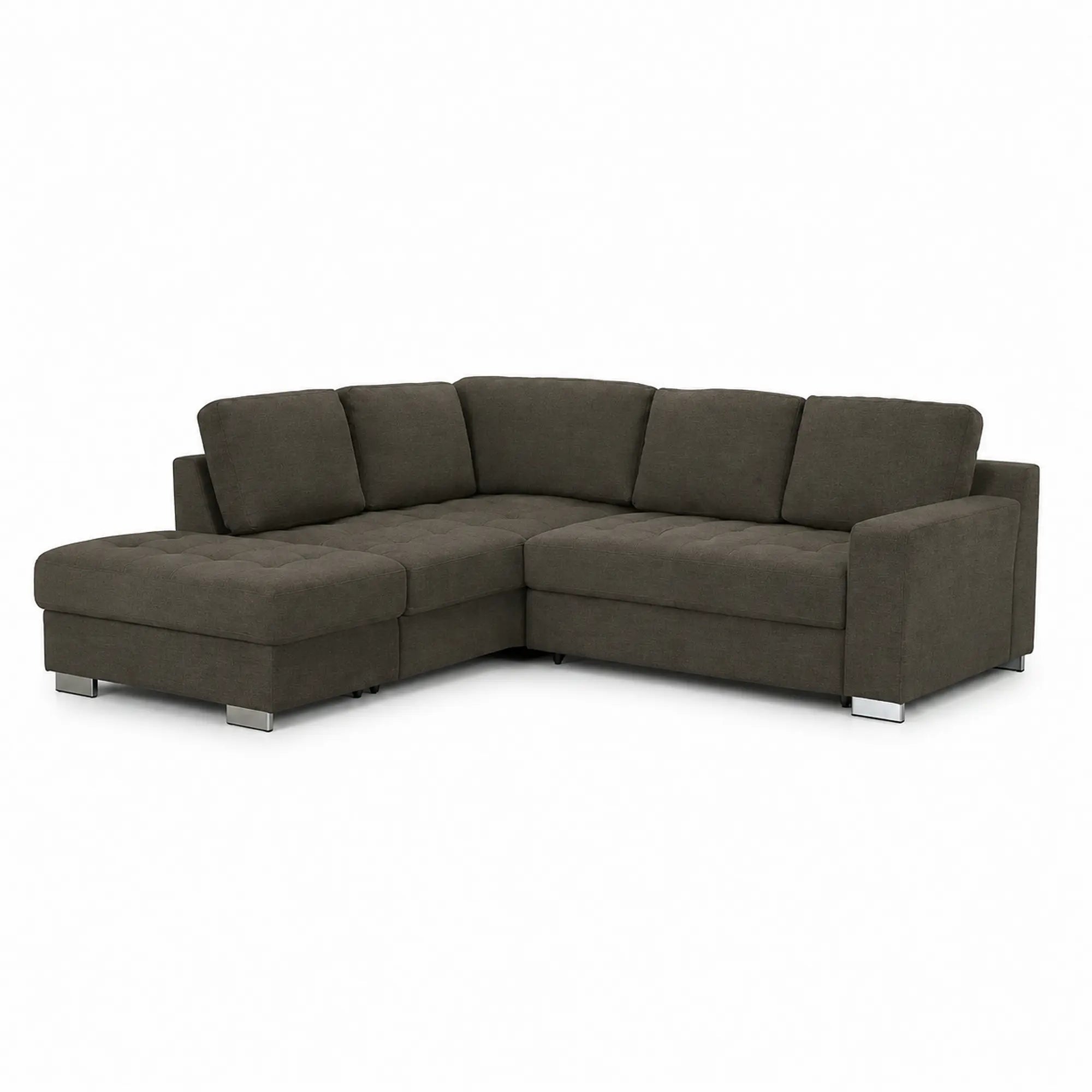 Coltar extensibil modern living ROCA, sezlong stanga, stofa catifelata maro - Monolith ML20, 262x241x89 cm