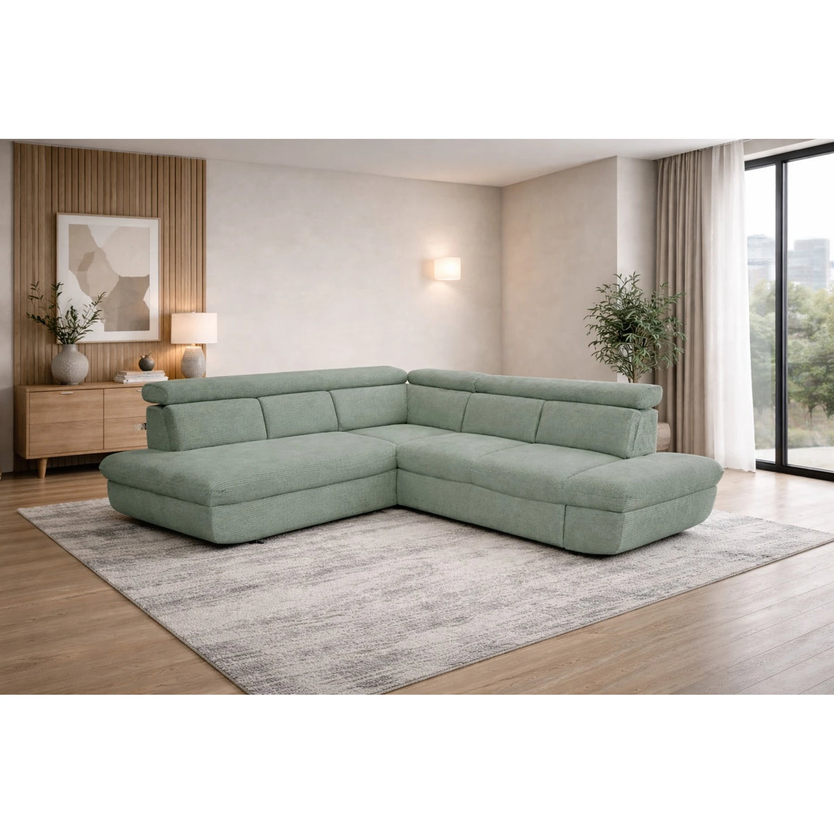 Coltar extensibil sufragerie REGAL, sezlong stanga, stofa catifelata negru - Velvet F603, 266x196x95 cm
