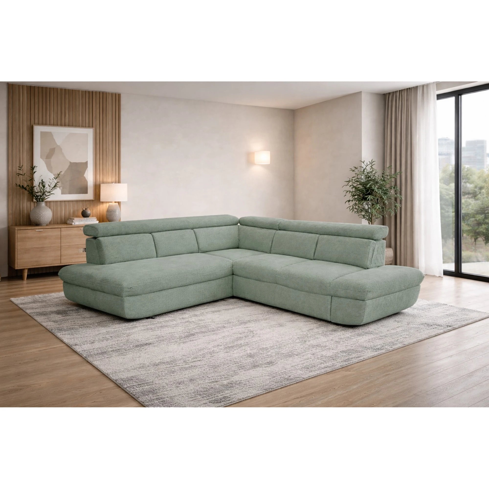 Coltar extensibil sufragerie REGAL, sezlong stanga, stofa catifelata negru - Velvet F603, 266x196x95 cm