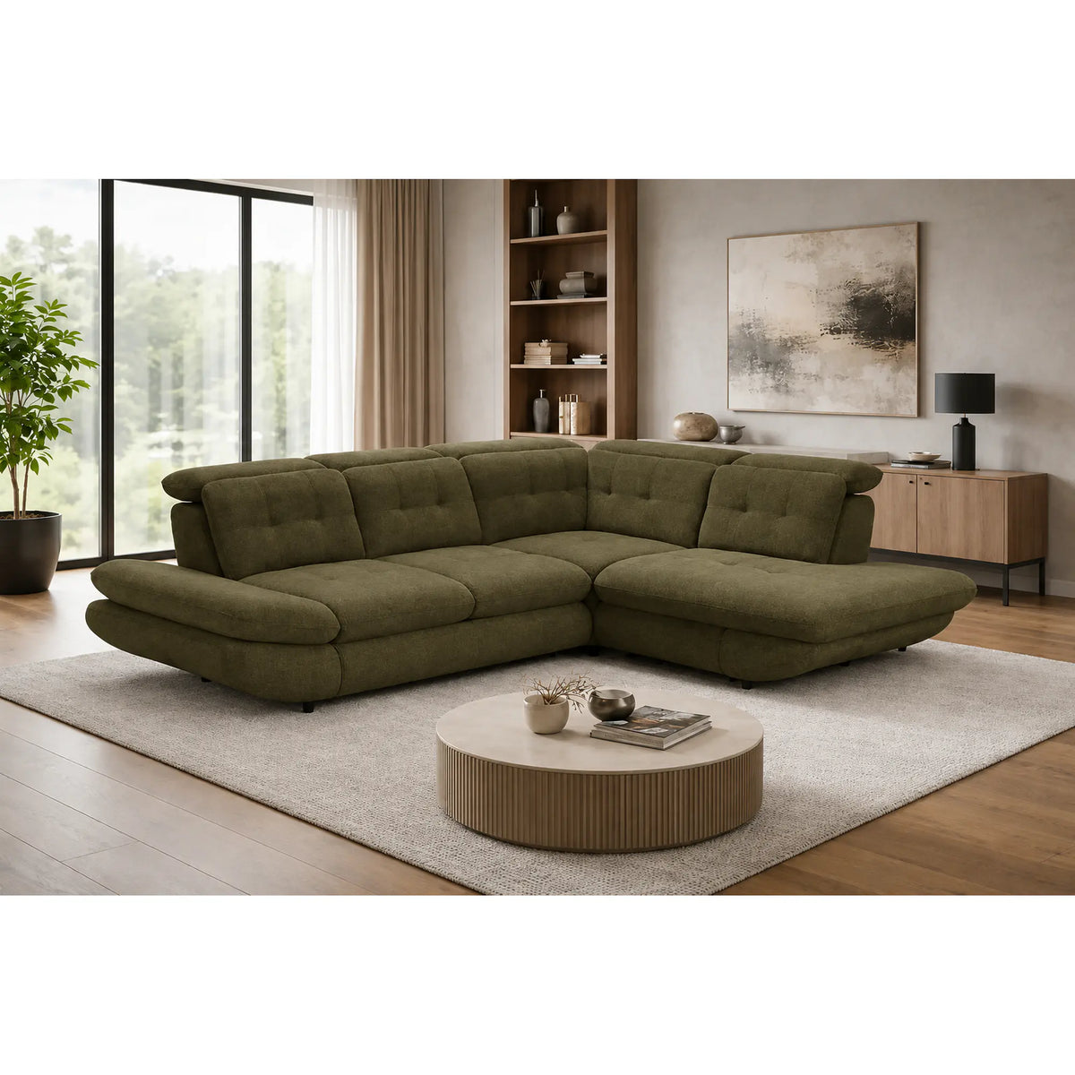 Coltar living SIENA MIC, sezlong dreapta, stofa gri - Frisco G706, 295x234x100 cm