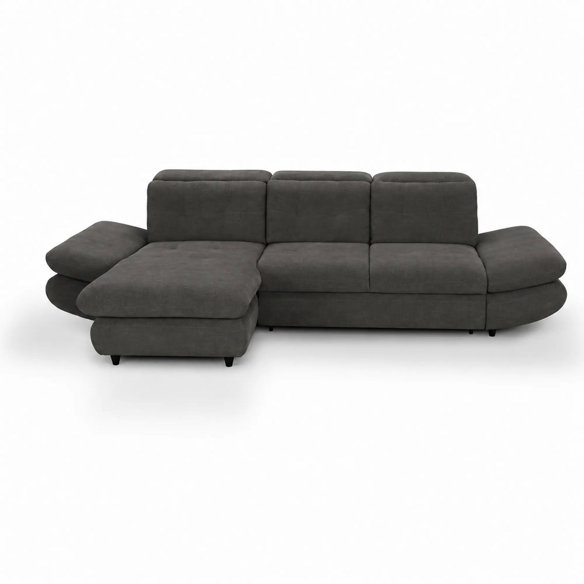 Coltar living SIENA MINI, sezlong stanga, stofa catifelata gri - Velvet F602, 297x181x100 cm