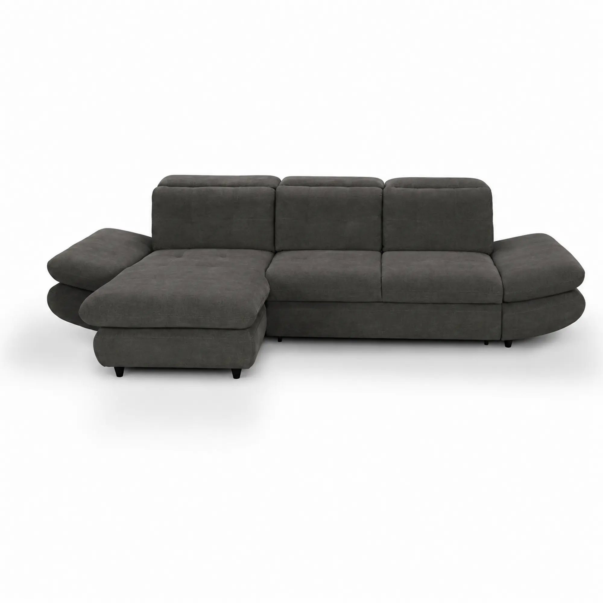 Coltar living SIENA MINI, sezlong stanga, stofa catifelata gri - Velvet F602, 297x181x100 cm