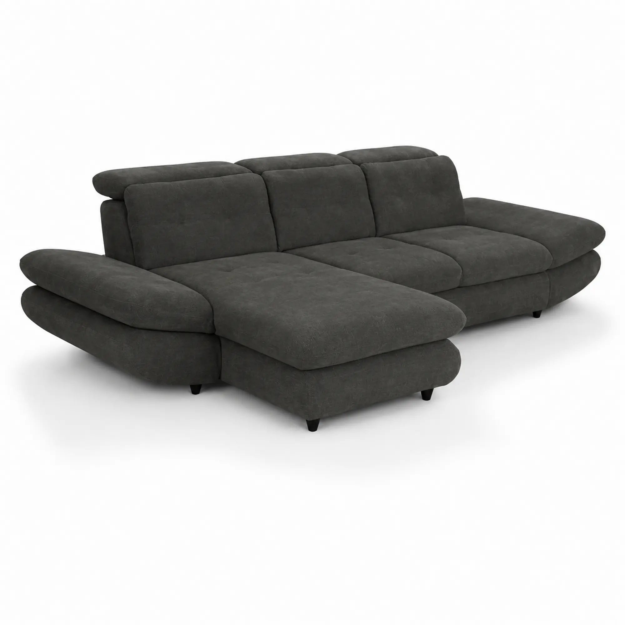 Coltar living SIENA MINI, sezlong stanga, stofa catifelata gri - Velvet F602, 297x181x100 cm
