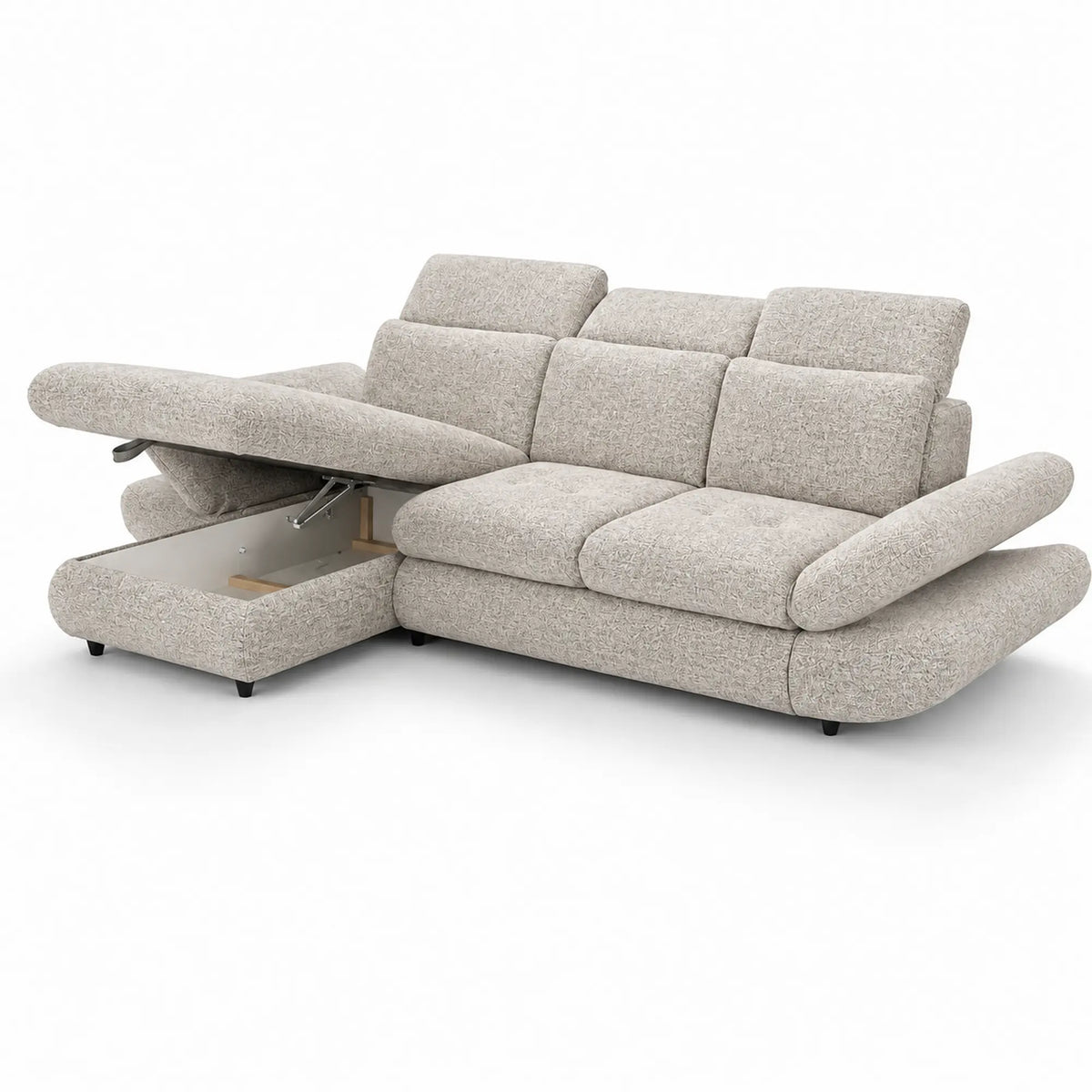 Coltar living SIENA MINI, sezlong stanga, stofa crem - Rimini R072, 297x181x100 cm