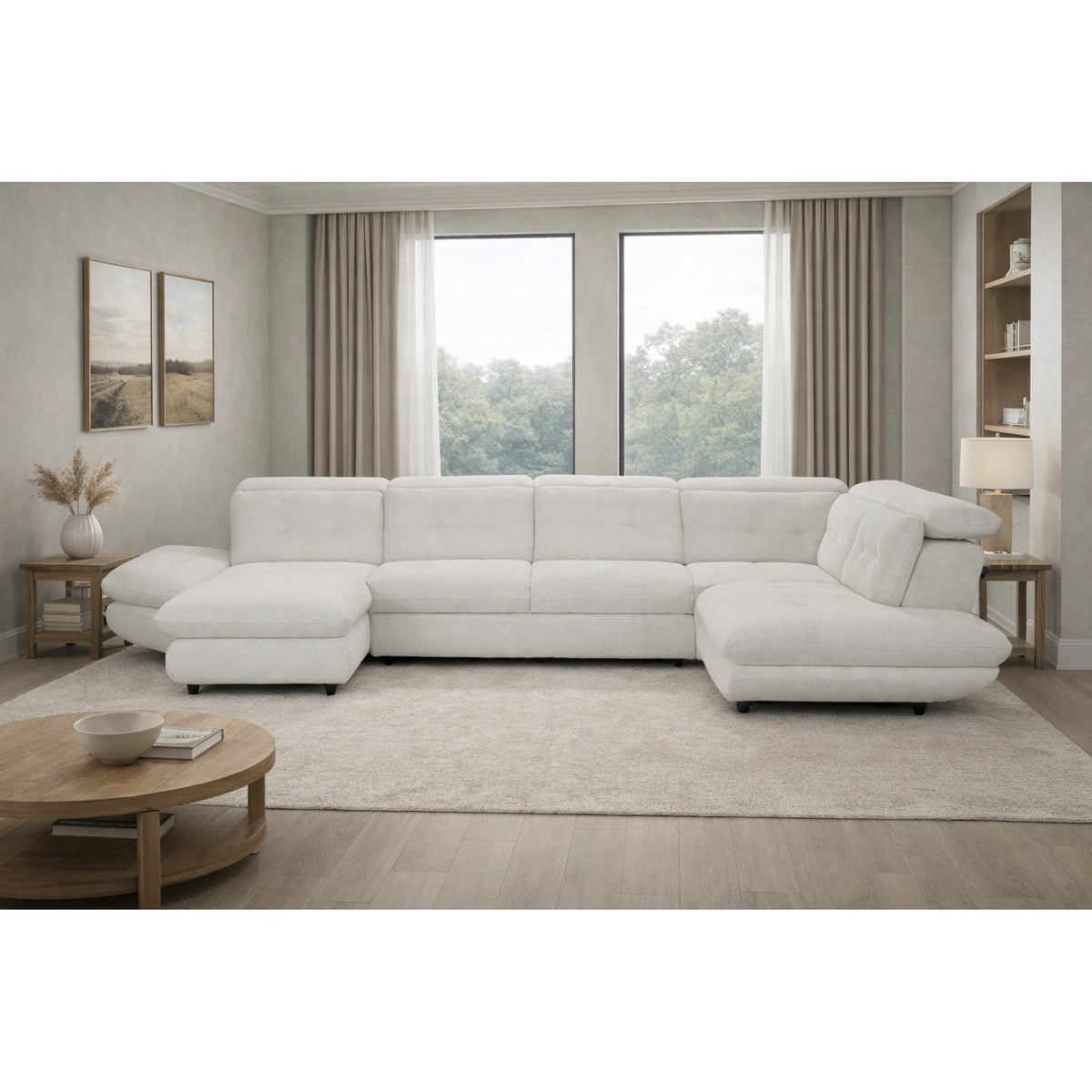 Coltar living SIENA U, sezlong stanga, stofa gri - Frisco G706, 397x234x100 cm
