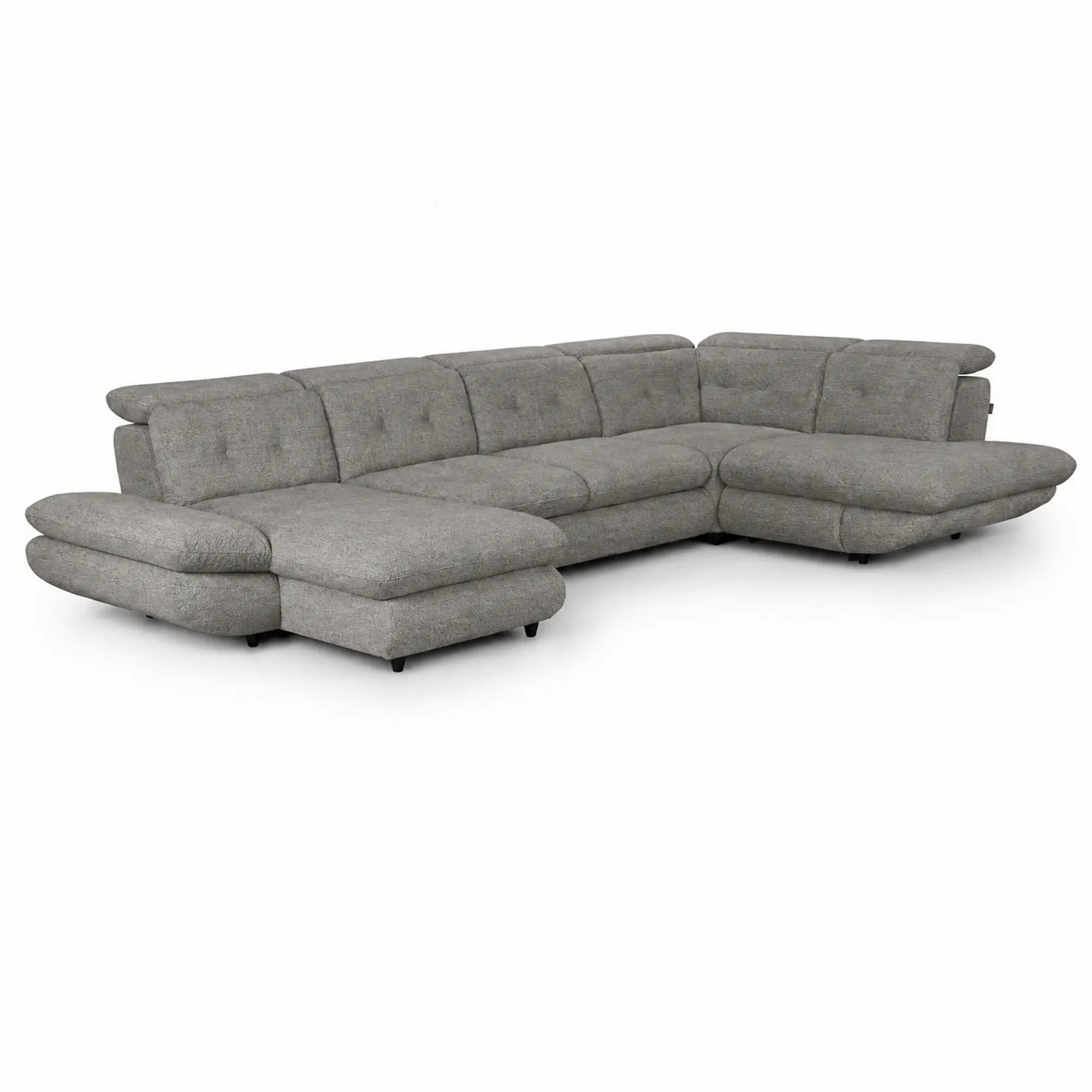 Coltar living SIENA U, sezlong stanga, stofa gri - Frisco G706, 397x234x100 cm