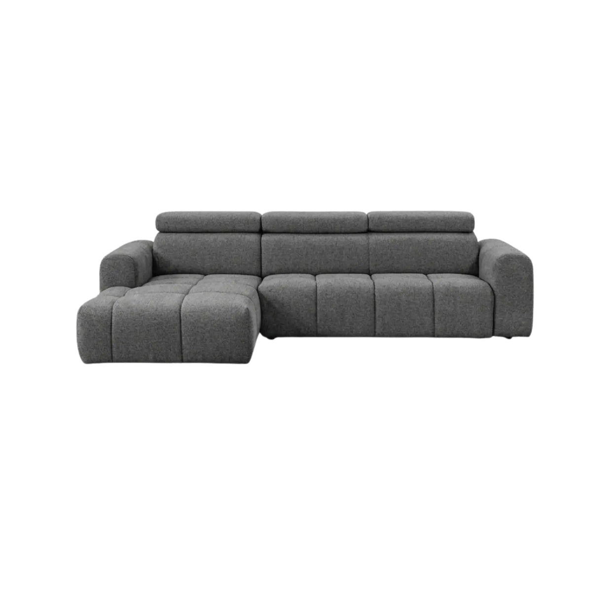 Coltar extensibil 5 locuri LIRRA, sezlong stanga, stofa gri - Cremona 95, cu lada depozitare, 300x185x84 cm