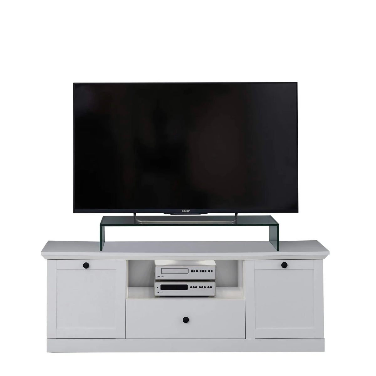 Comoda TV BRANDSON, alb, PAL laminat, 139x41x49 cm