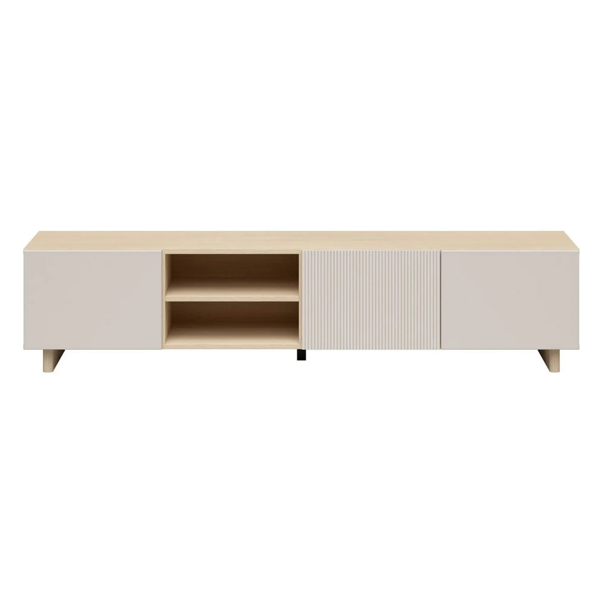 Comoda TV CALM B, stejar Lindberg/bej nisipiu, PAL, MDF, 180x42x41 cm