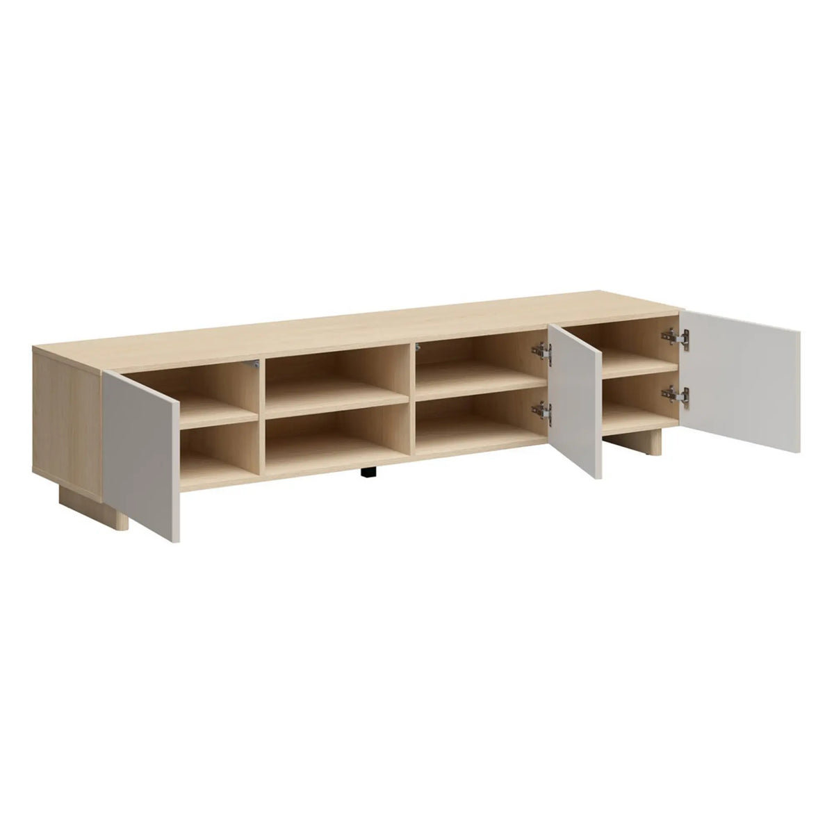 Comoda TV CALM B, stejar Lindberg/bej nisipiu, PAL, MDF, 180x42x41 cm