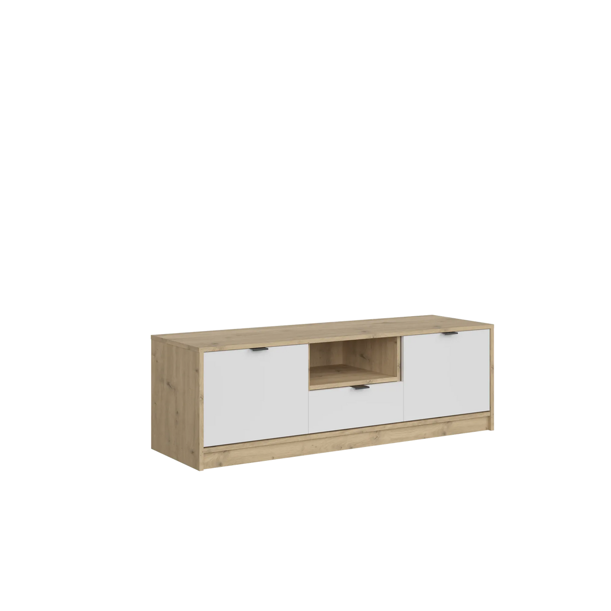 Comoda TV NEPON, stejar artisan/alb, PAL laminat, 130x42x44 cm