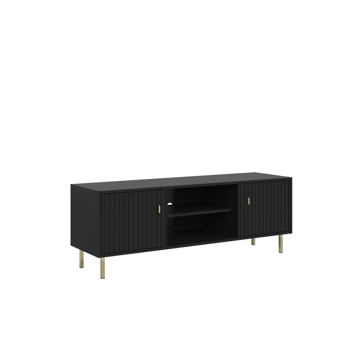 Comoda TV PIANO, negru, PAL, 140x40x50 cm